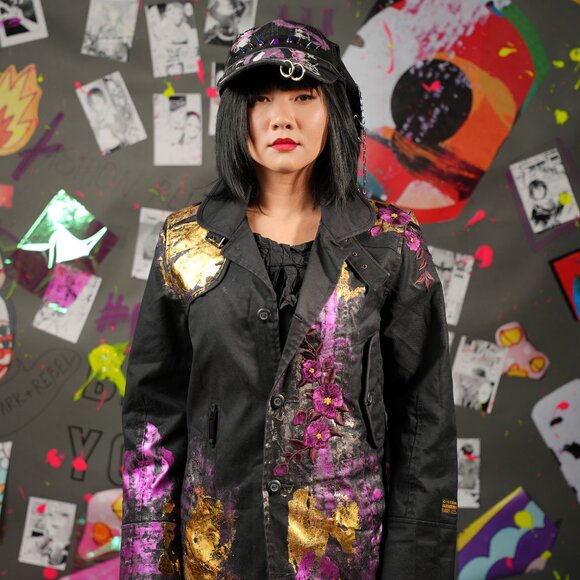 Festival Upcycled Utility Jacket by G-STAR – Unique, Hand-Painted, Size S